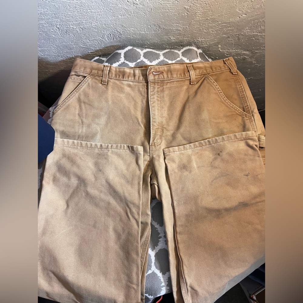 Carhartt Thrashed Men's Brown pants distressed paint stained broken workwear 38